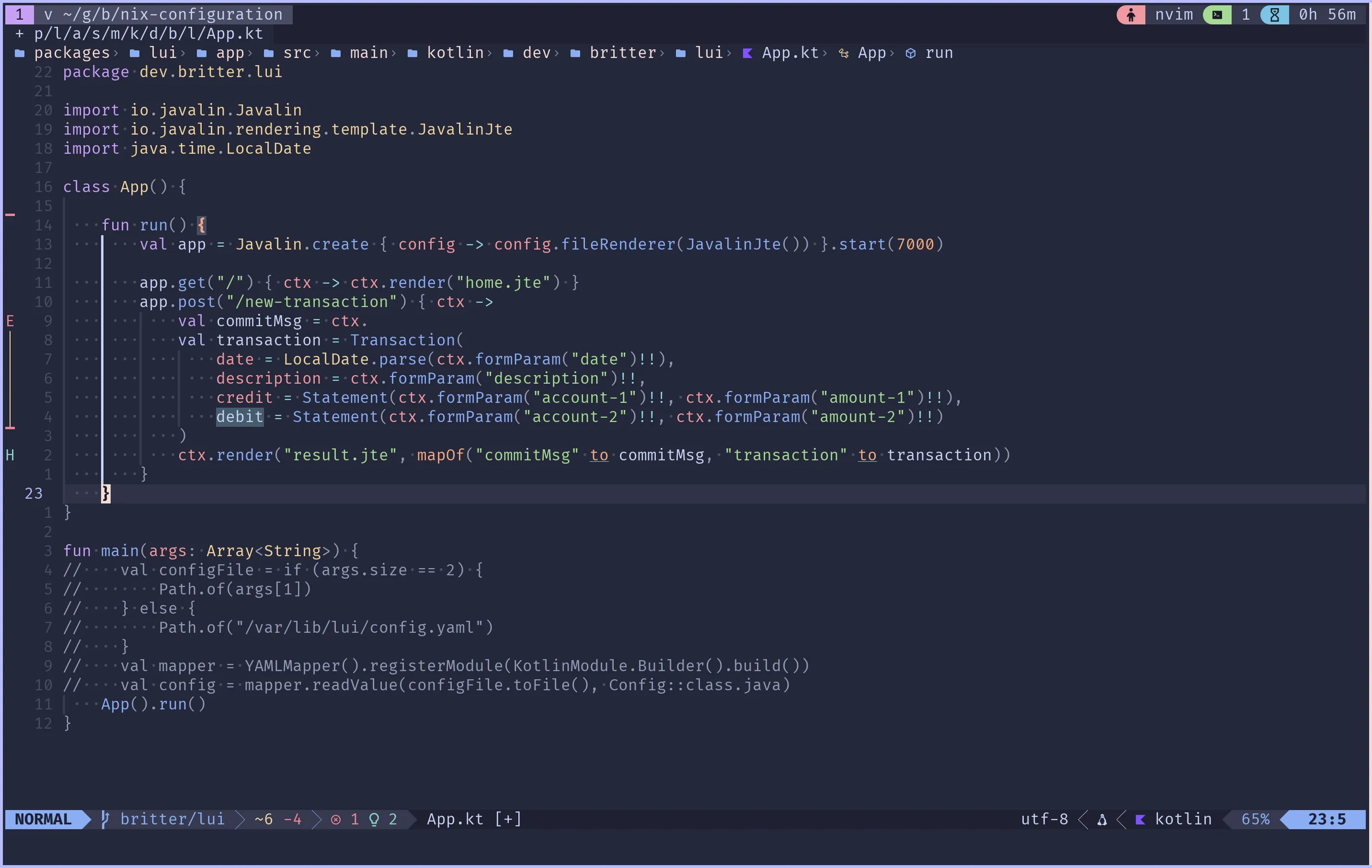 Kotlin source code with syntax highlighting